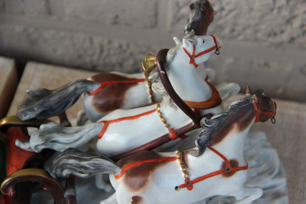 Antique German Scheibe alsbach porcelain Statue group sled horses figural 1920