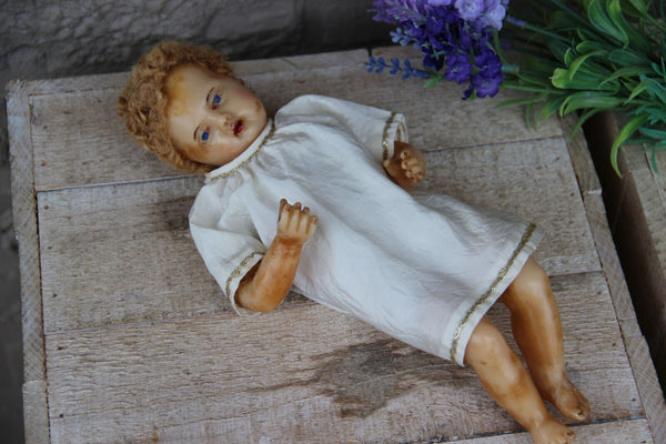 Rare realistic Antique Rare Baby christ  wax nativity christmas Doll religious