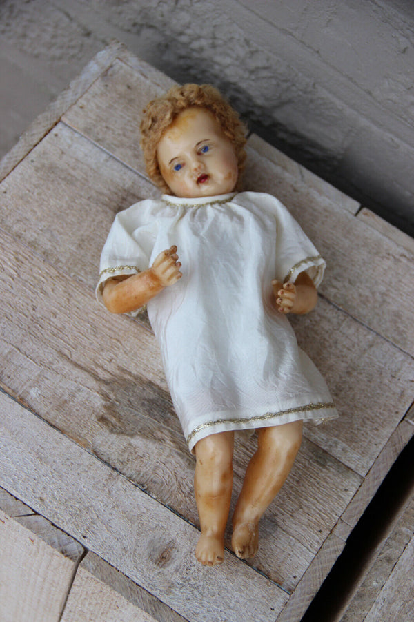 Rare realistic Antique Rare Baby christ  wax nativity christmas Doll religious