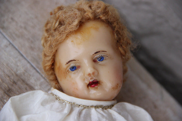 Rare realistic Antique Rare Baby christ  wax nativity christmas Doll religious