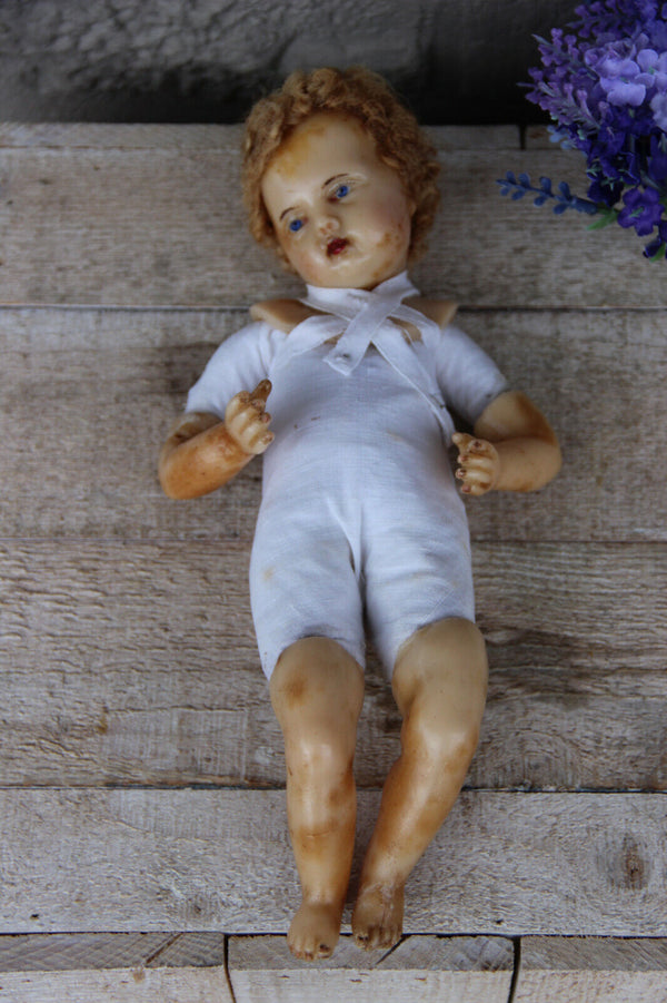 Rare realistic Antique Rare Baby christ  wax nativity christmas Doll religious