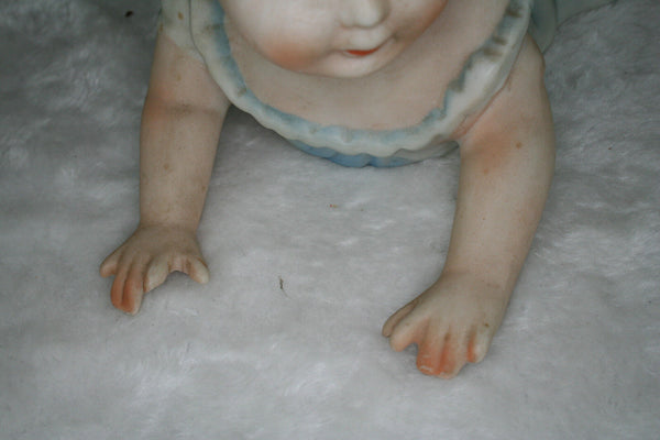 Gorgeous Rare Antique German Bisque porcelain baby figurine crawling