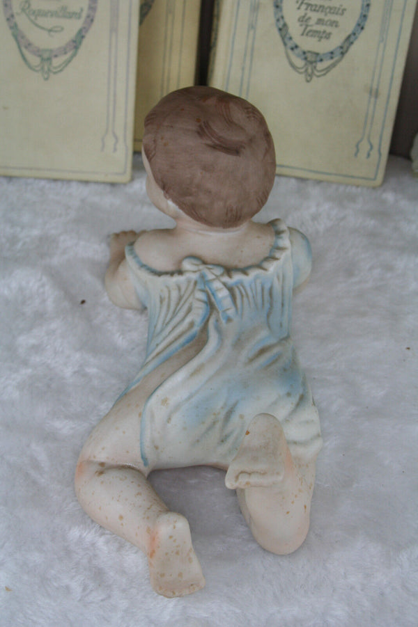 Gorgeous Rare Antique German Bisque porcelain baby figurine crawling