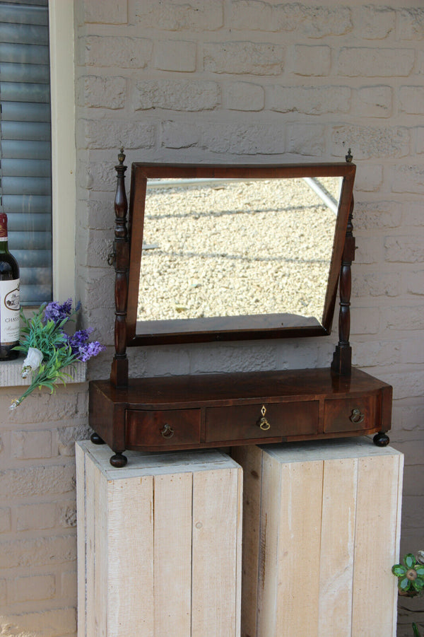 Antique english Mahogany Vanity make up dresser mirror cabinet drawers