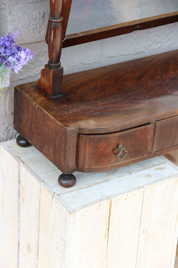 Antique english Mahogany Vanity make up dresser mirror cabinet drawers