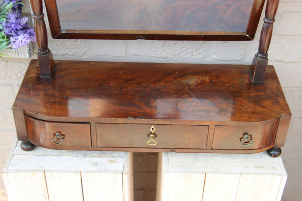 Antique english Mahogany Vanity make up dresser mirror cabinet drawers