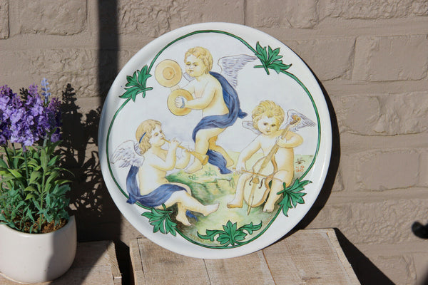 French KG Luneville Faience ceramic Plate putti angels romantic plate marked