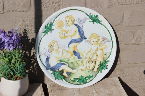 French KG Luneville Faience ceramic Plate putti angels romantic plate marked