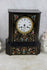 Antique Napoleon III  clock black lacquered inlaid 19thc