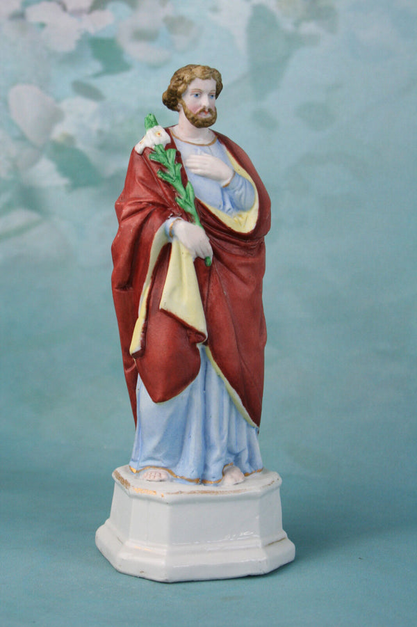 French Holy Saint Biscuit Porcelain Statue religious