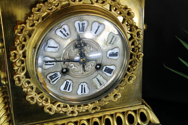 Antique bronze mantel clock lion head dragon