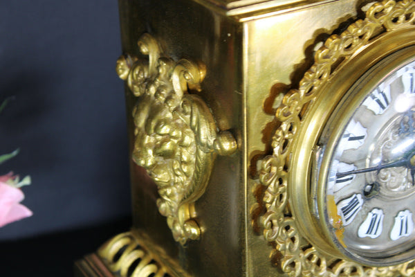 Antique bronze mantel clock lion head dragon