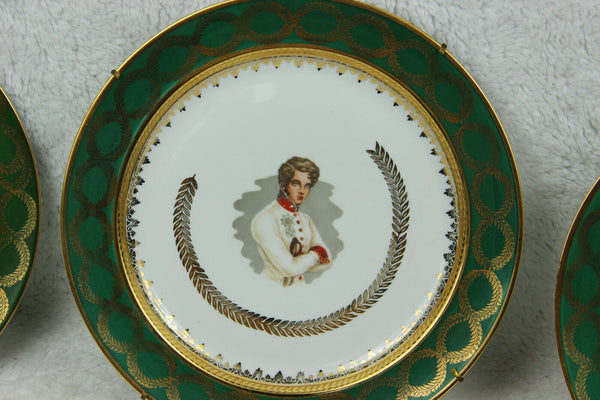 Set 3 French LIMOGES porcelain marked Plates Napeleon Josephine Aiglon portrait
