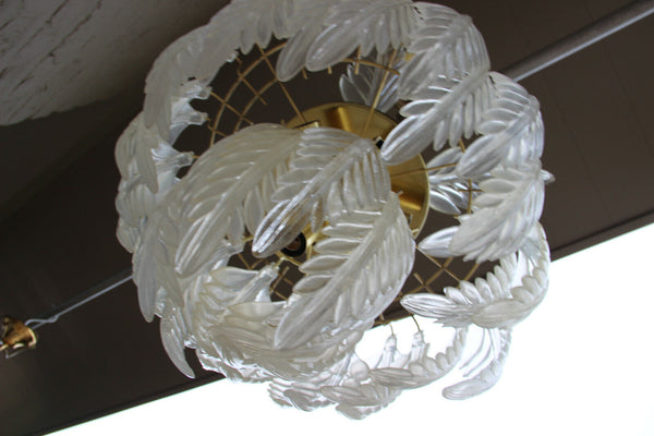 RARE italian mid century Retro chandelier vistosi leaves 1970