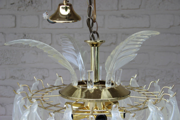 RARE italian mid century Retro chandelier vistosi leaves 1970