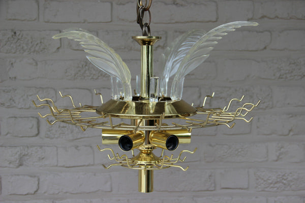 RARE italian mid century Retro chandelier vistosi leaves 1970