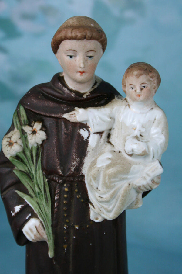 French Biscuit religious Holy Saint Anthony of PAdua with child religious