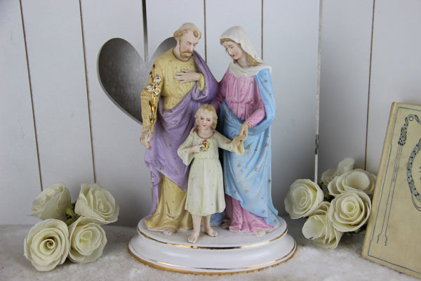 Antique vieux andenne bisque porcelain saint family holy group mary Joseph jesus