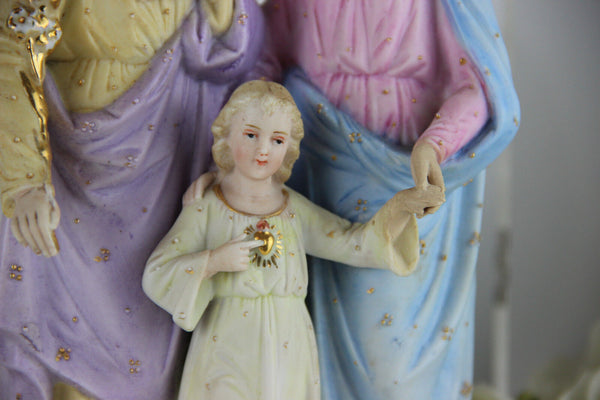 Antique vieux andenne bisque porcelain saint family holy group mary Joseph jesus