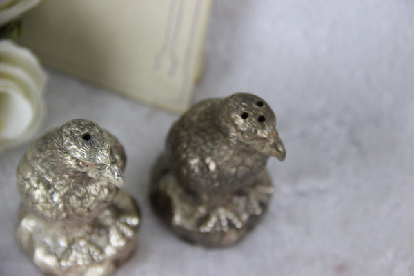 PAIR vtg French Eagle bird pepper salt shakers metal 1970's