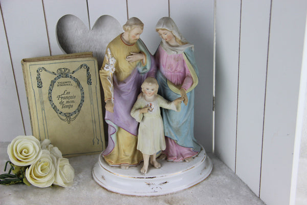 Antique vieux andenne bisque porcelain saint family holy group mary Joseph jesus