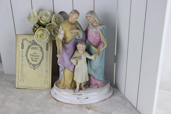 Antique vieux andenne bisque porcelain saint family holy group mary Joseph jesus