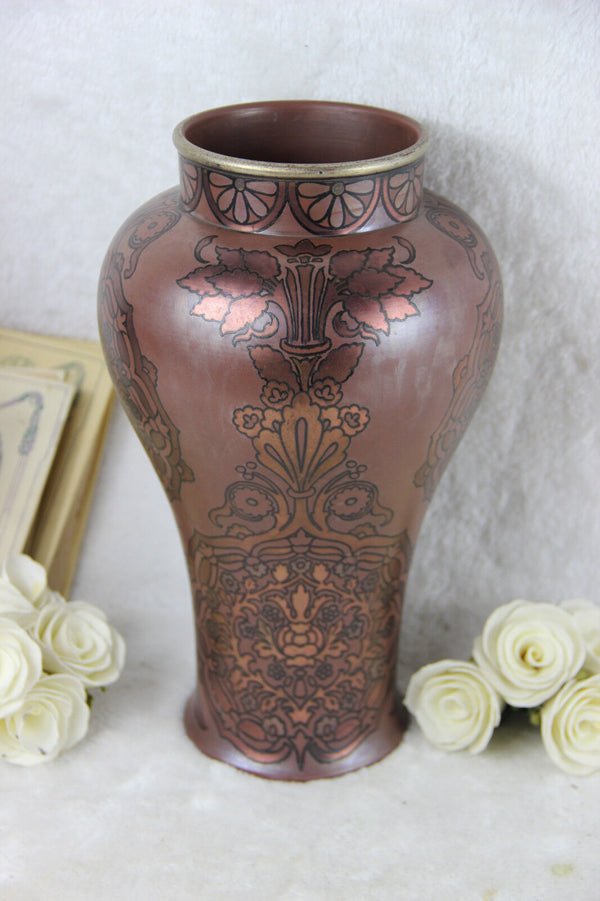 Boch Freres Keramis marked Ceramic ART NOUVEAU iris flowers Rare