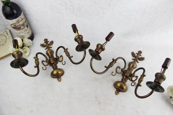 PAIR Brass HAbsburger eagle bird dolphin head wall lights sconces 1960