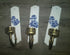 Set 3 French Paris porcelain plaques wall lights blue white floral decor