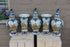 Antique 19th De Klauw Delft polychrome pottery marked set 5 vases farm scene