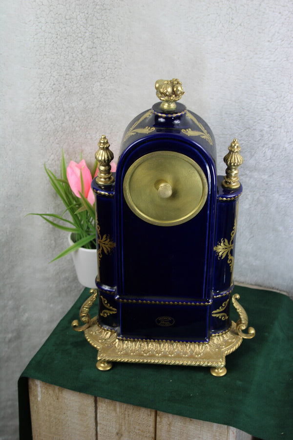 Vintage t limoges cobalt porcelain Table clock victorian scene marked
