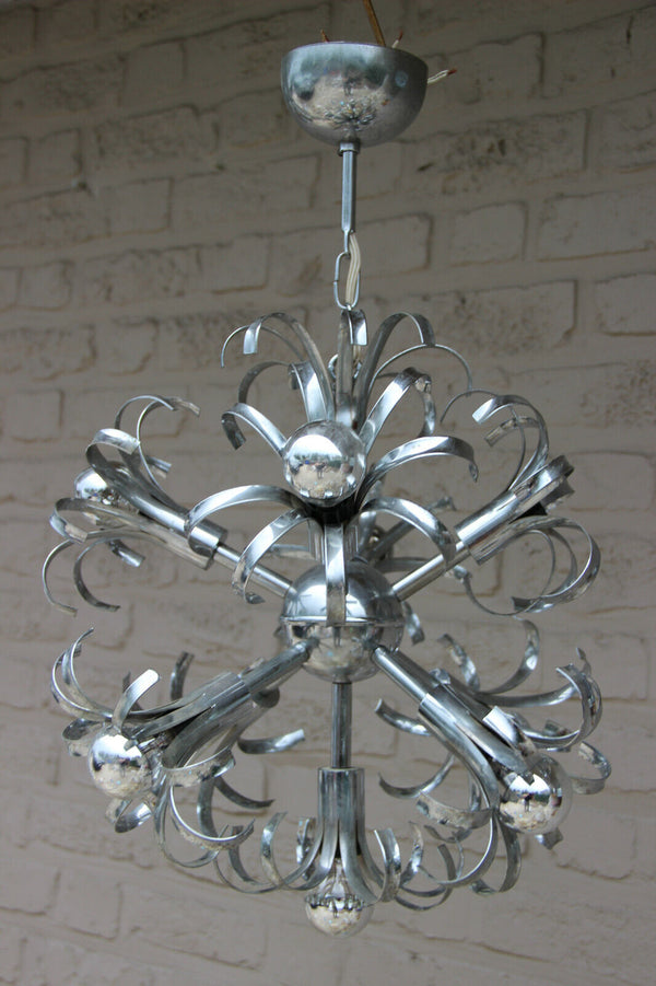 Vintage mid century Retro sputnik Sciolari design chrome chandelier