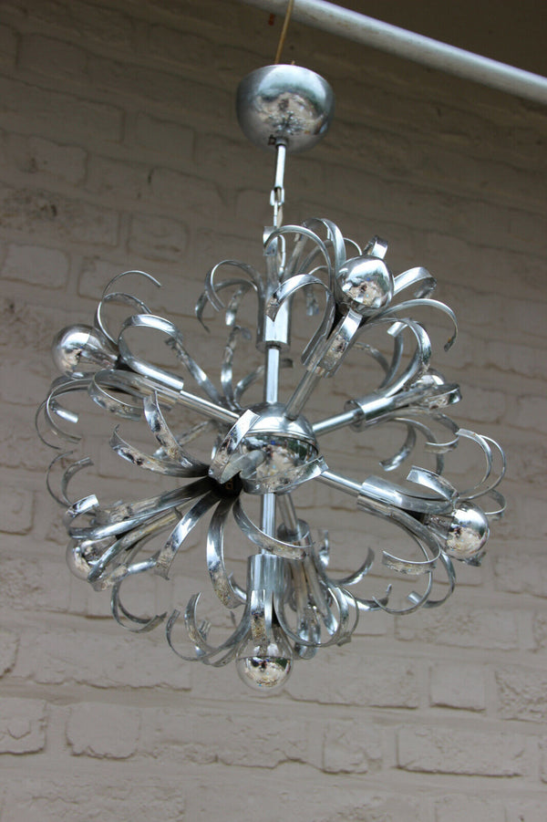 Vintage mid century Retro sputnik Sciolari design chrome chandelier