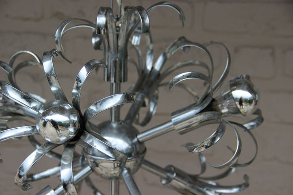 Vintage mid century Retro sputnik Sciolari design chrome chandelier