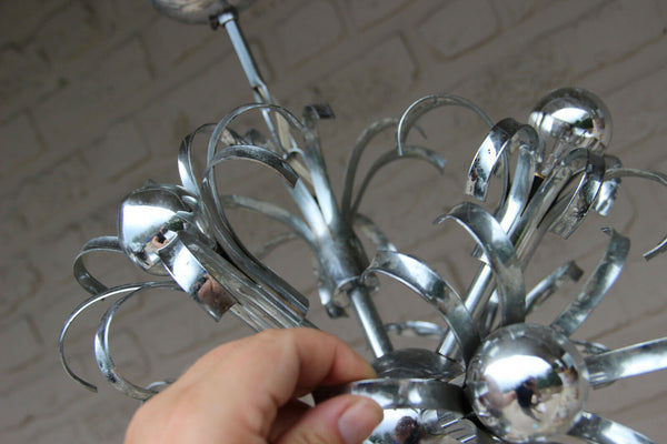 Vintage mid century Retro sputnik Sciolari design chrome chandelier