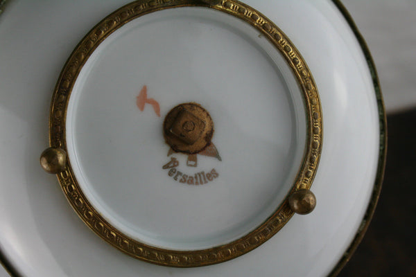 Exclusive French marked Porcelain paris porcelain floral inkwell rare 1930