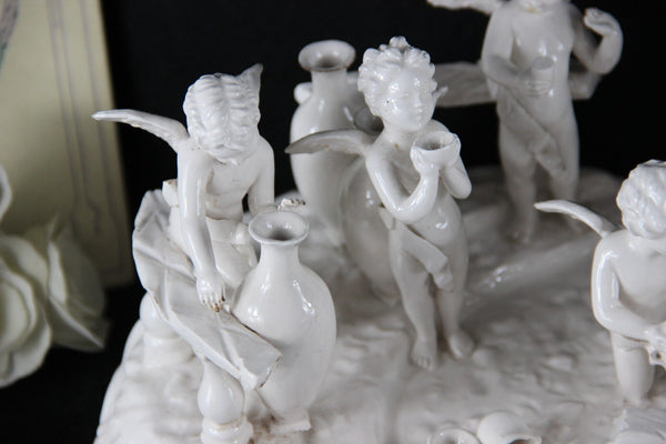 Gorgeous French Antique Bisque porcelain white putti cherubs group