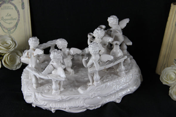 Gorgeous French Antique Bisque porcelain white putti cherubs group