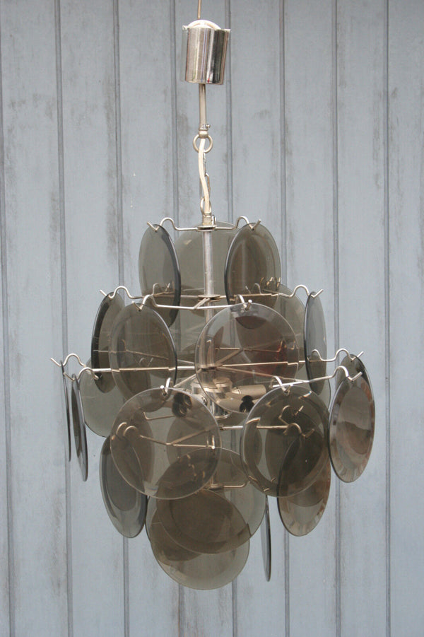 Exclusive Italian chandelier 27 discs complete attr. VISTOSI 1960's Mid-century