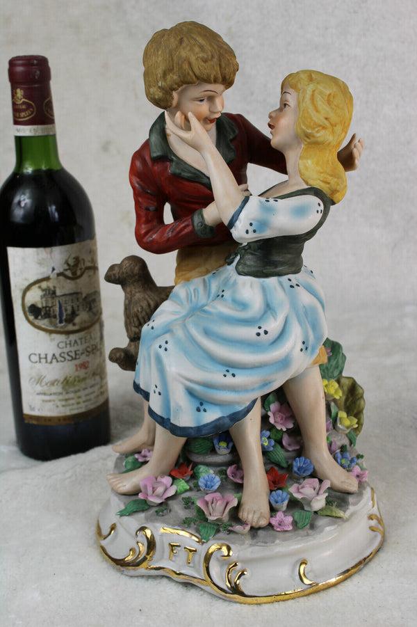 Gorgeous vintage porcelain bisque Statue boy girl 1960
