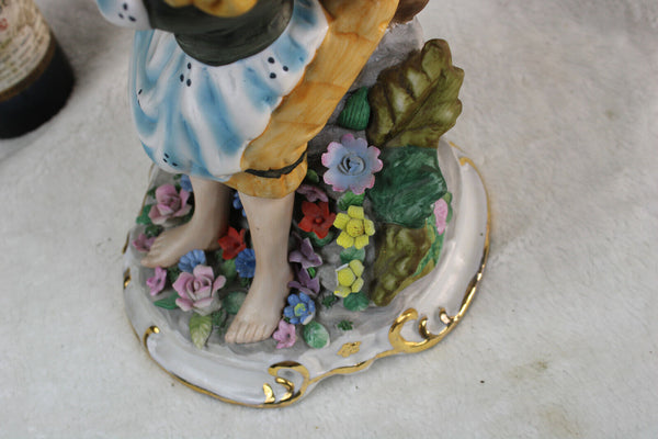 Gorgeous vintage porcelain bisque Statue boy girl 1960