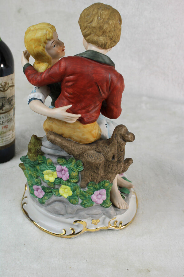 Gorgeous vintage porcelain bisque Statue boy girl 1960