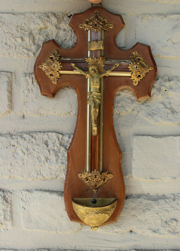 Antique French religious Crucifix cross christ wood