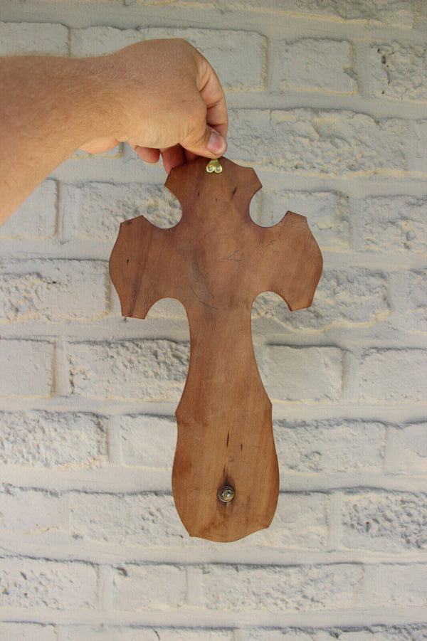 Antique French religious Crucifix cross christ wood