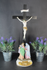 Antique Vieux andenne porcelain calvary holy water font crucifix