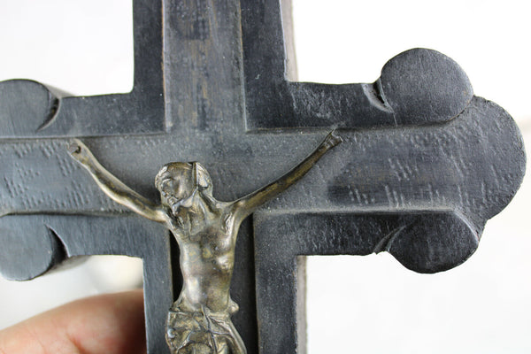 Religious wood carved crucifix cross