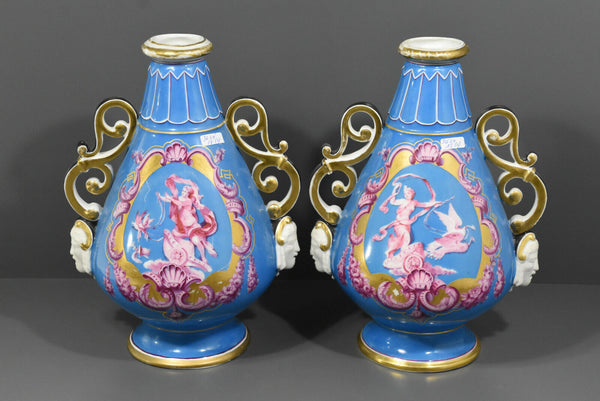 Antique PAIR Rare vieux paris Angel mythological Vases heads