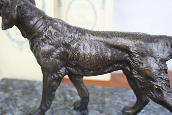 ART deco 1930 French Bronze Dog german sheperd  marble base