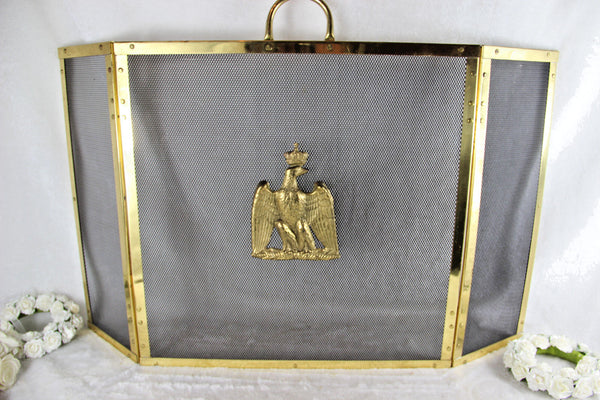 French Mid century 1970 Eagle brass Fireplace screen empire