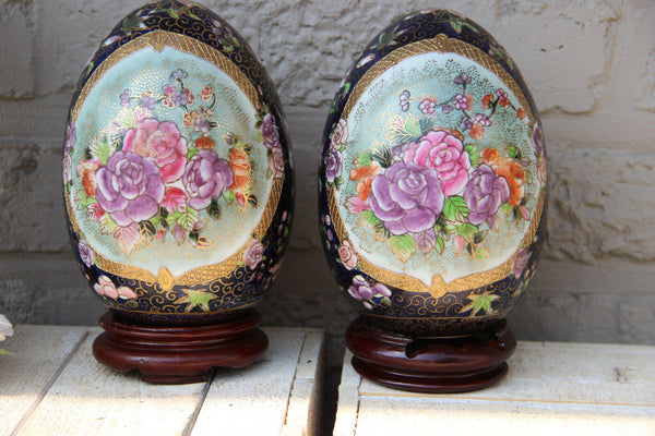 Vintage pair cloisonne chinese eggs